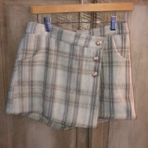 Entro Wool plaid skort front skirt back shorts size small